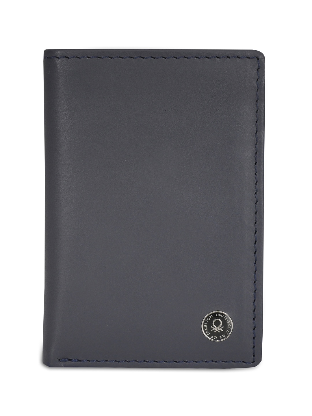 

United Colors of Benetton Men Leather Two Fold Wallet, Navy blue