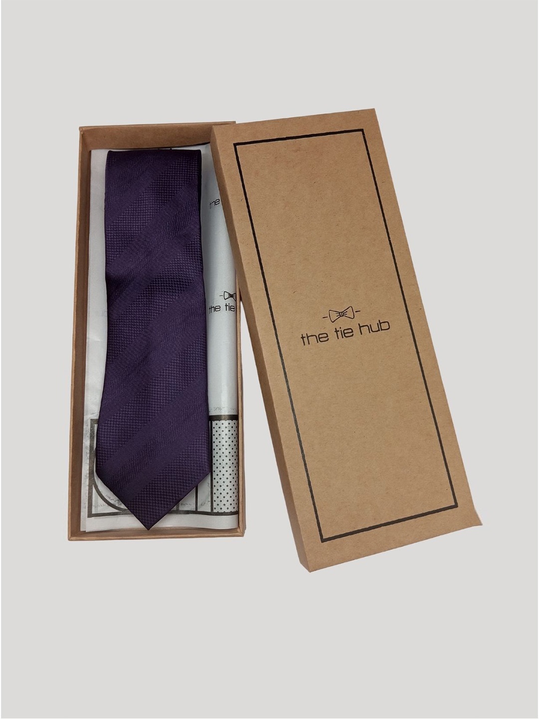 

The Tie Hub Men Silk Striped Broad Tie, Purple