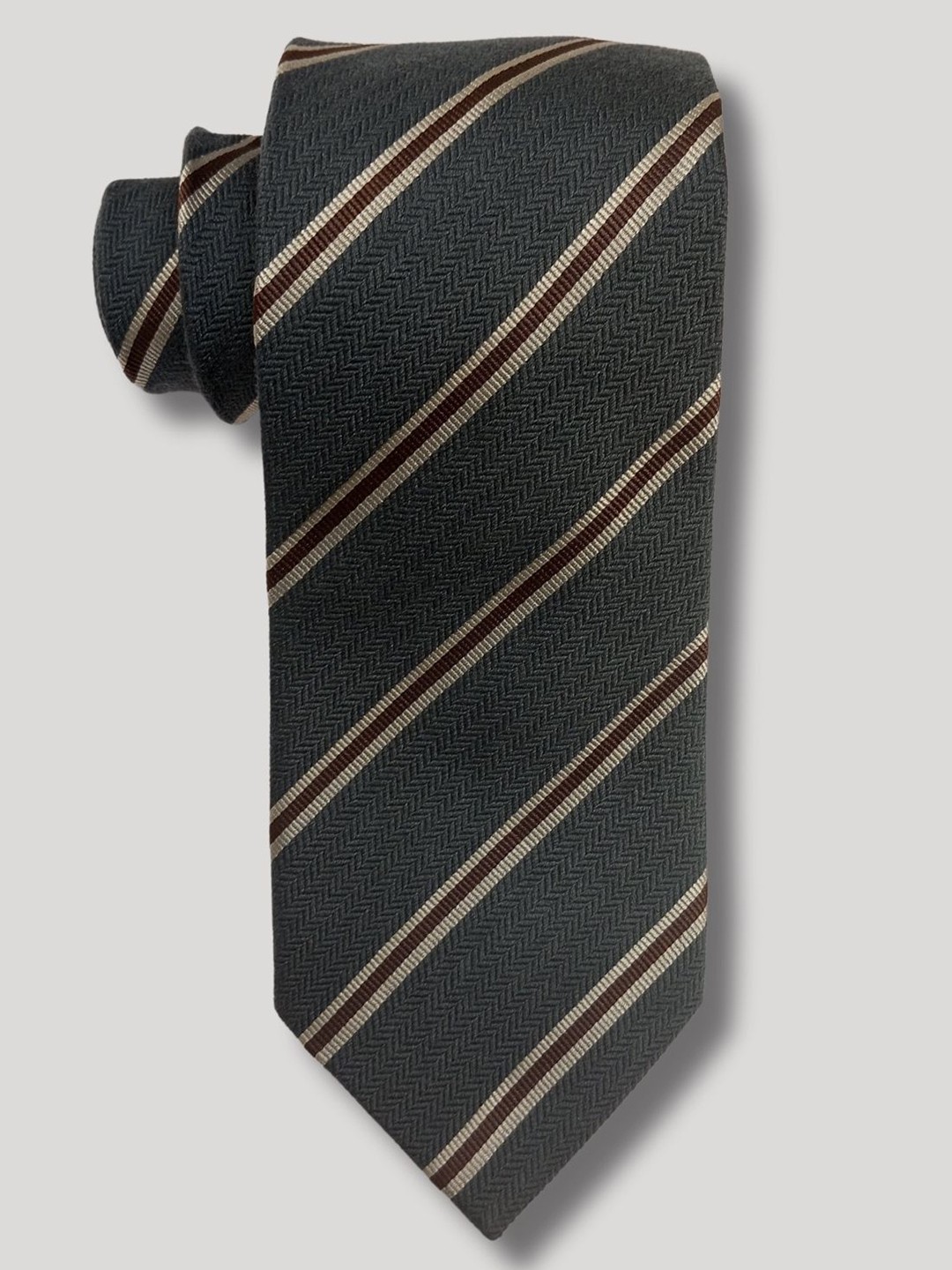 

The Tie Hub Men Striped Broad Formal Tie, Grey