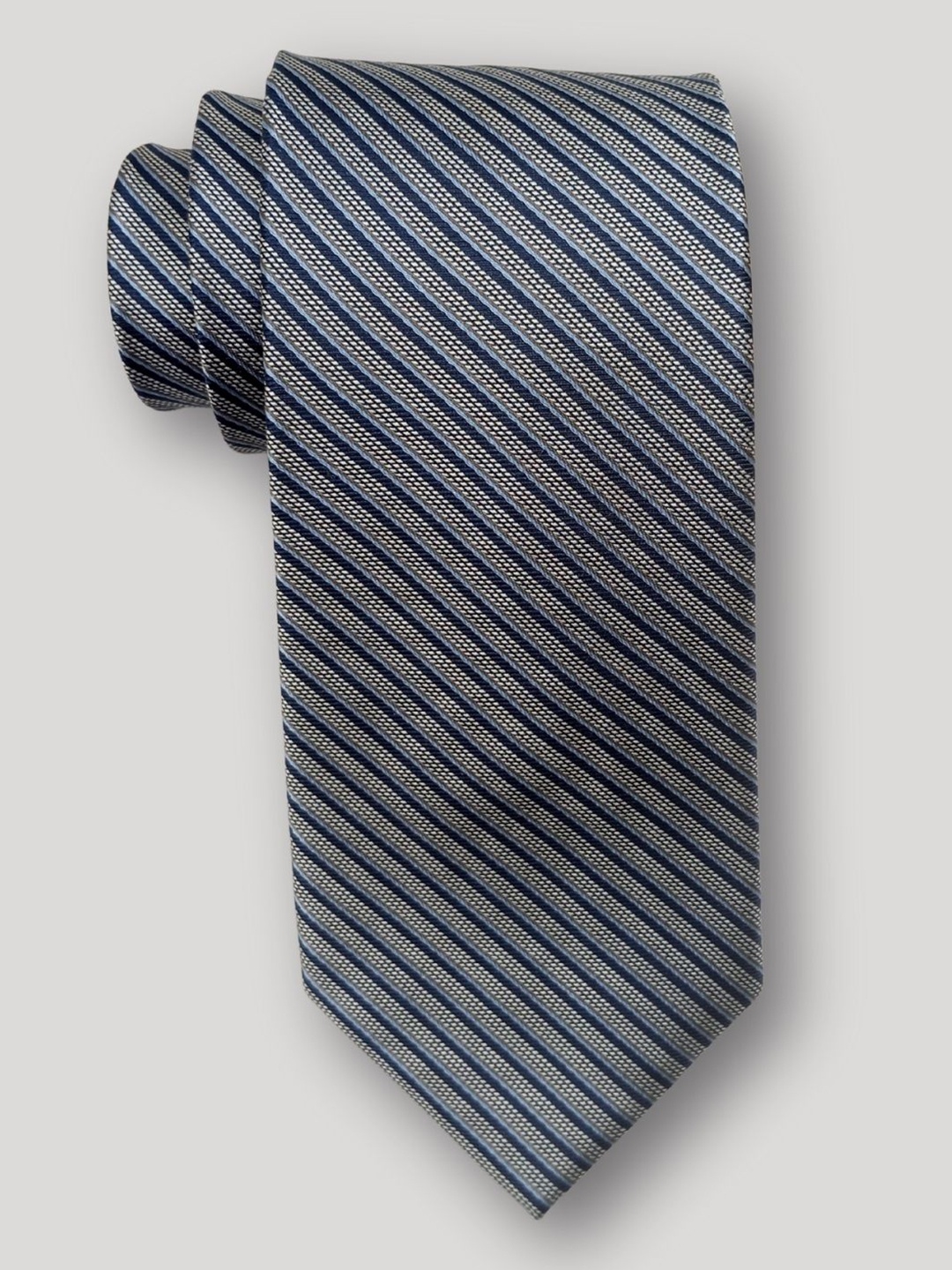 

The Tie Hub Men Striped Silk Broad Tie, Blue