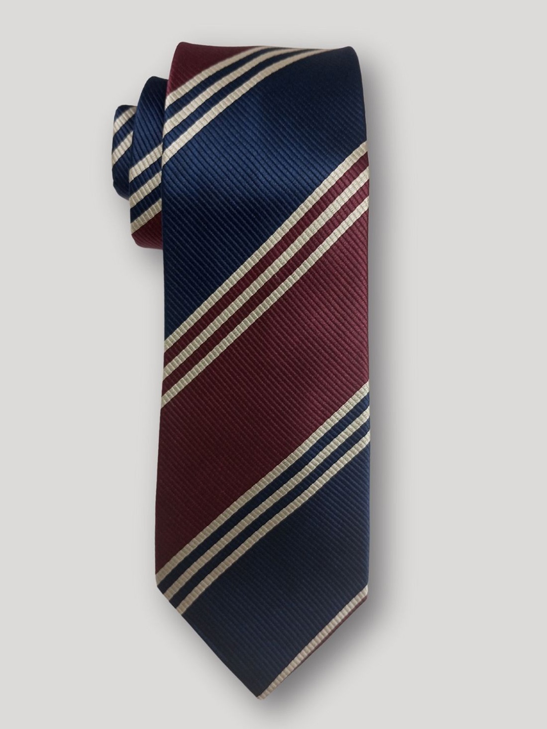 

The Tie Hub Men Striped Silk Broad Tie, Blue