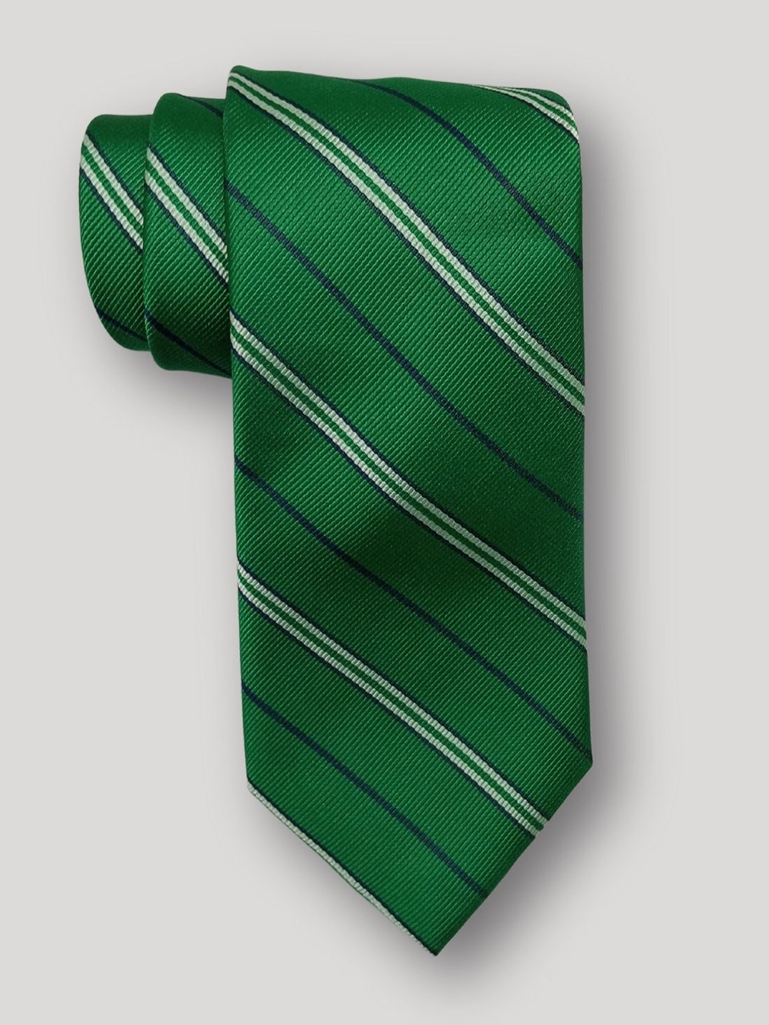 

The Tie Hub Striped Silk Skinny Tie, Green