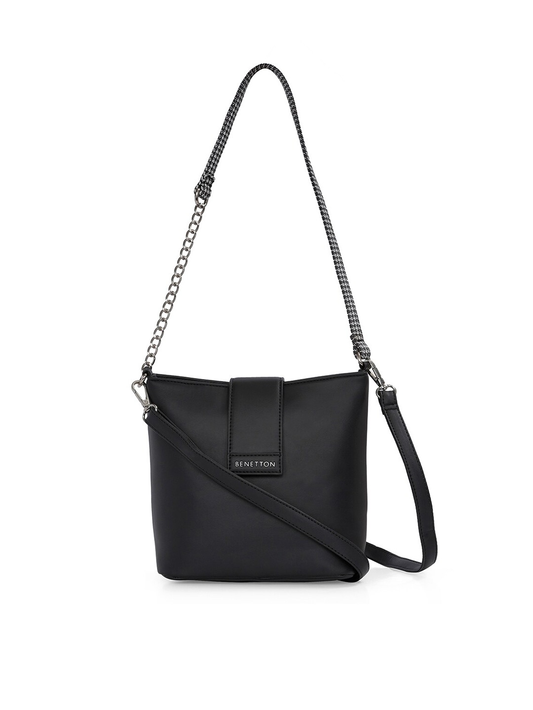 

United Colors of Benetton PU Structured Hobo Bag, Black