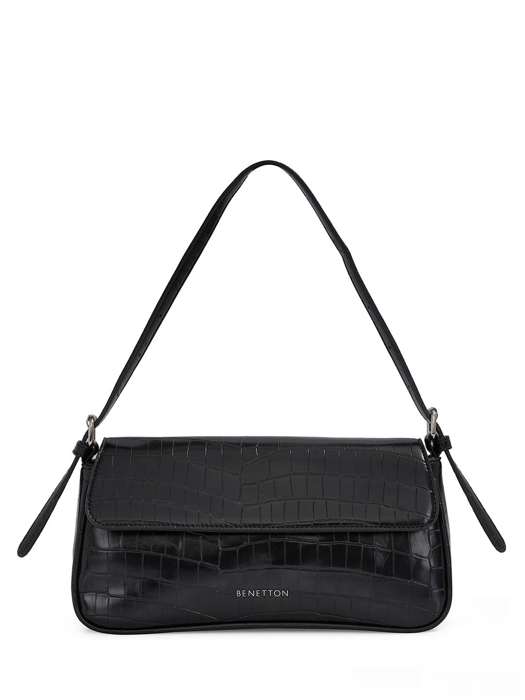 

United Colors of Benetton Textured Structured Shoulder Bag, Black
