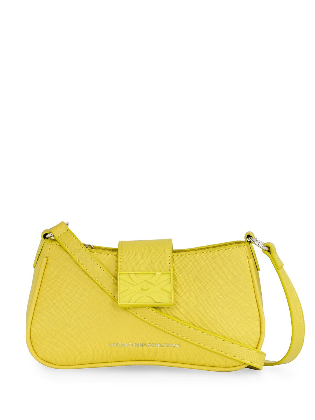 

United Colors of Benetton Textured Structured Shoulder Bag, Lime green