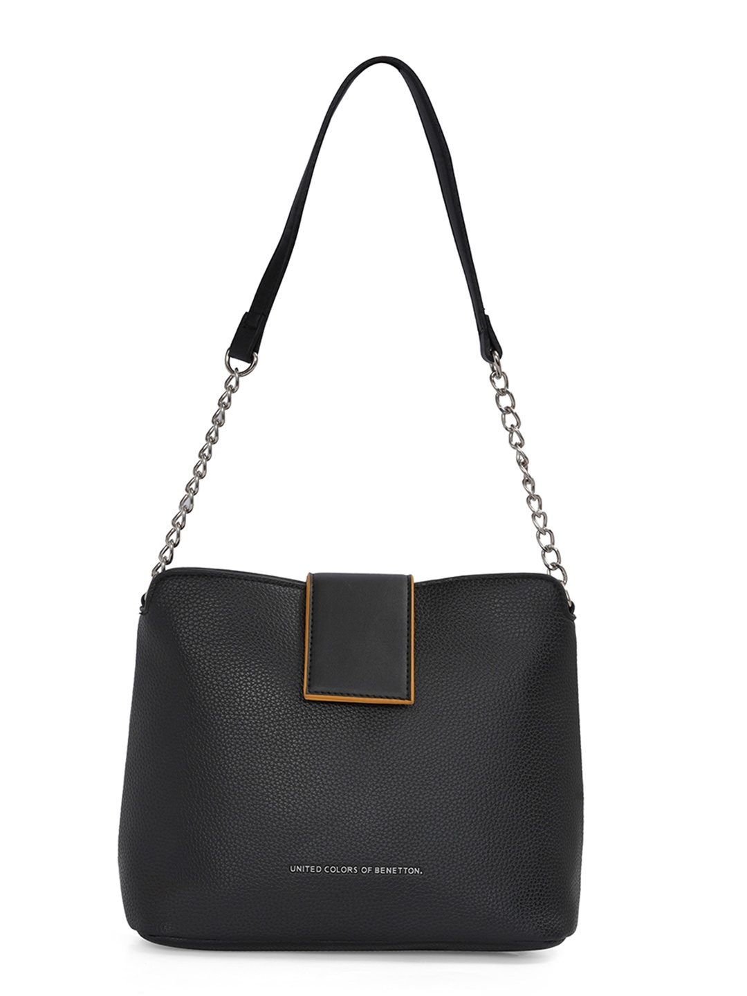 

United Colors of Benetton Textured Structured Shoulder Bag, Black