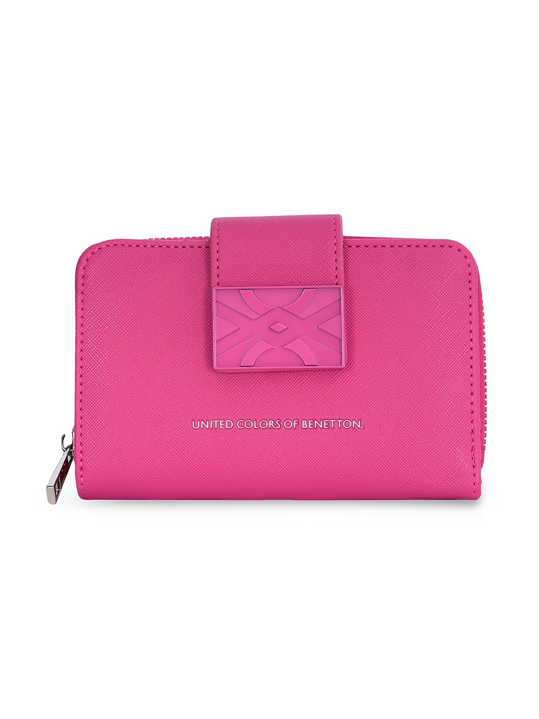 

United Colors of Benetton Women PU Zip Around Wallet, Pink