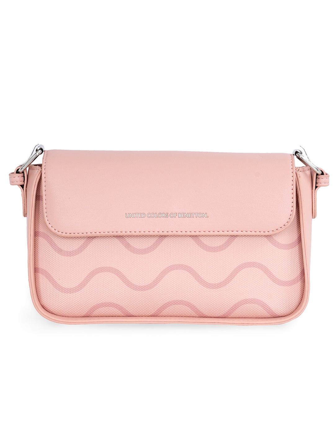 

United Colors of Benetton Abstract Printed Structured Sling Bag, Pink