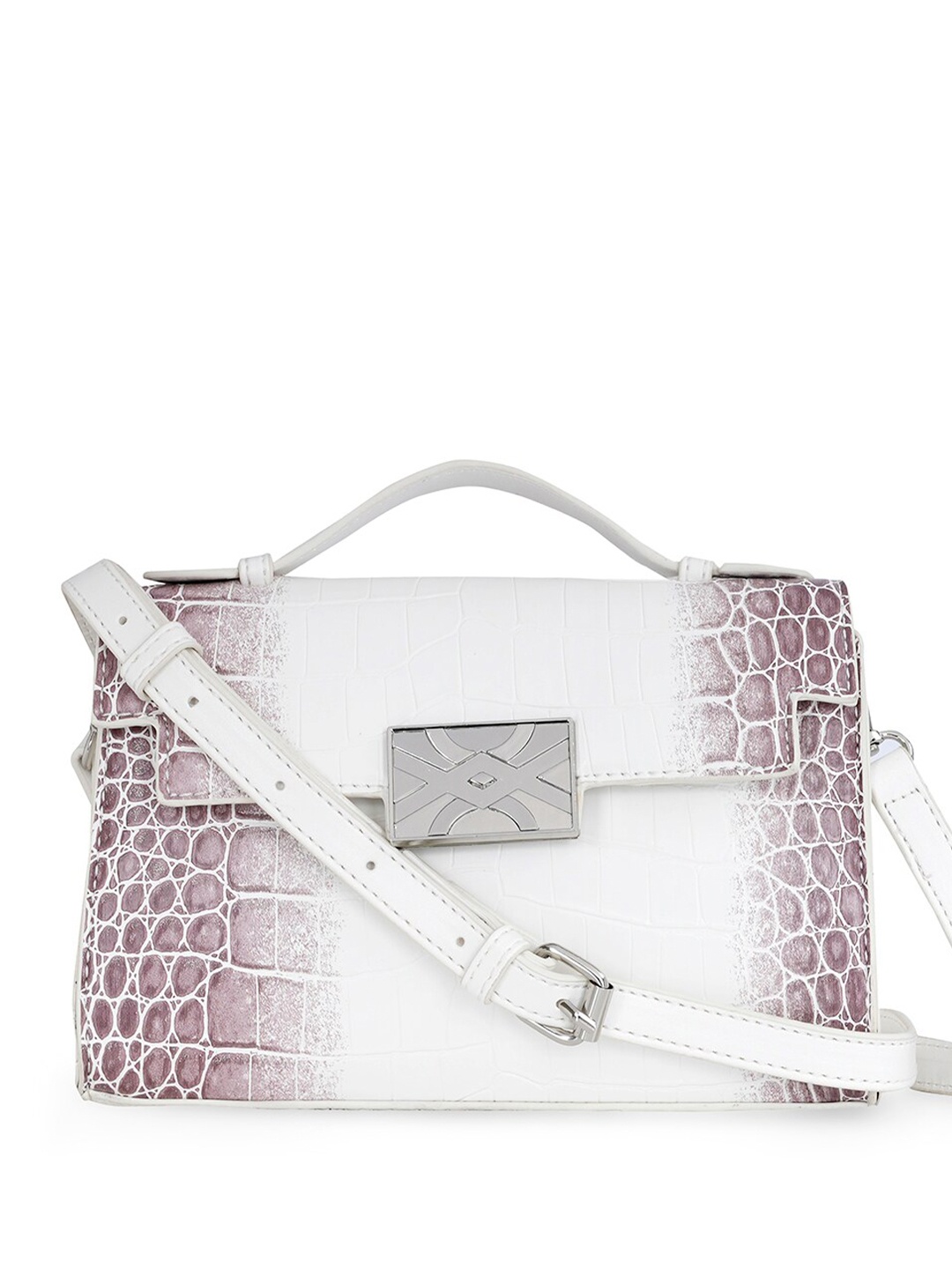 

United Colors of Benetton Textured PU Structured Satchel, White