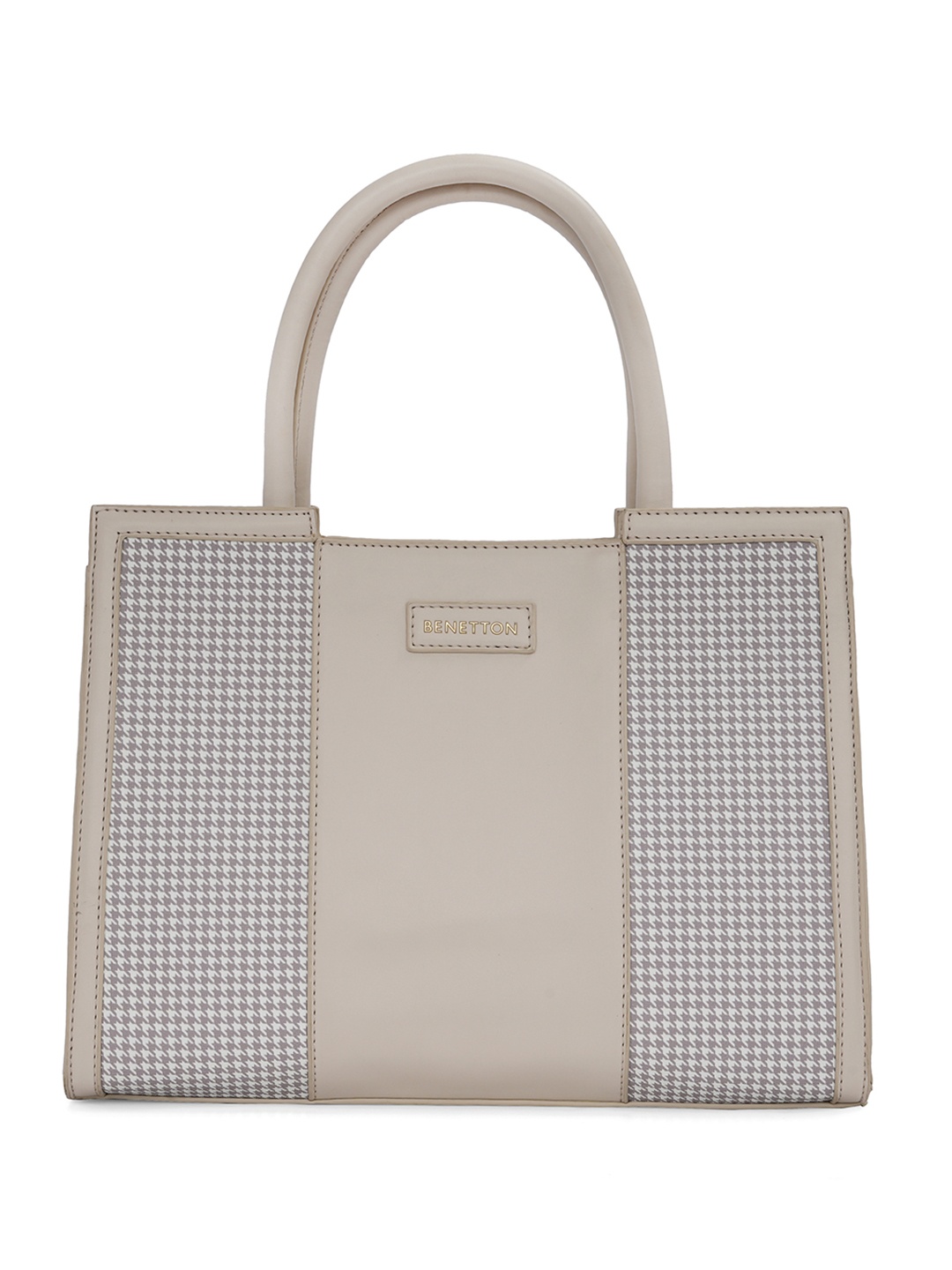 

United Colors of Benetton Geometric Printed Shopper Handheld Bag, Beige