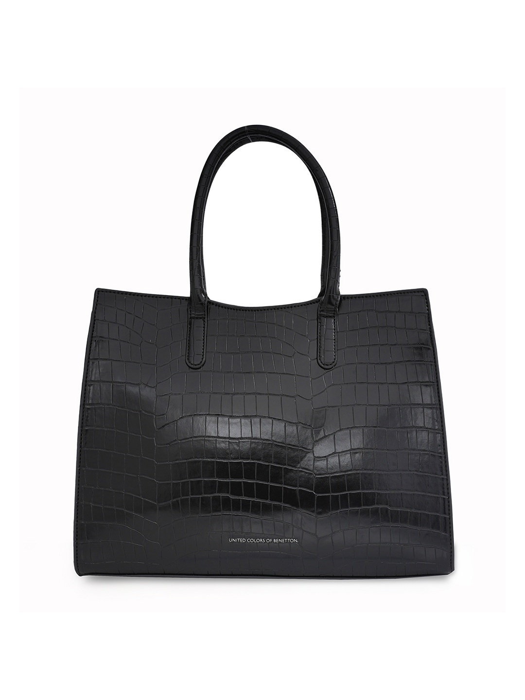 

United Colors of Benetton Animal Textured PU Shopper Tote Bag, Black