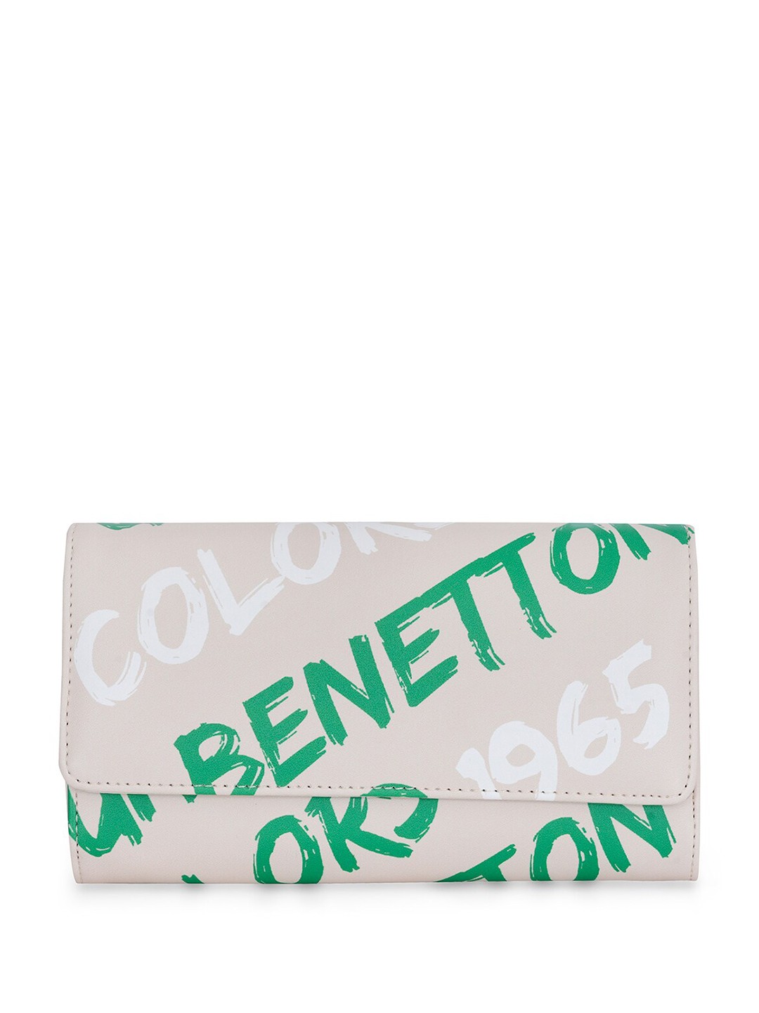 

United Colors of Benetton Printed PU Swagger Tote Bag, White