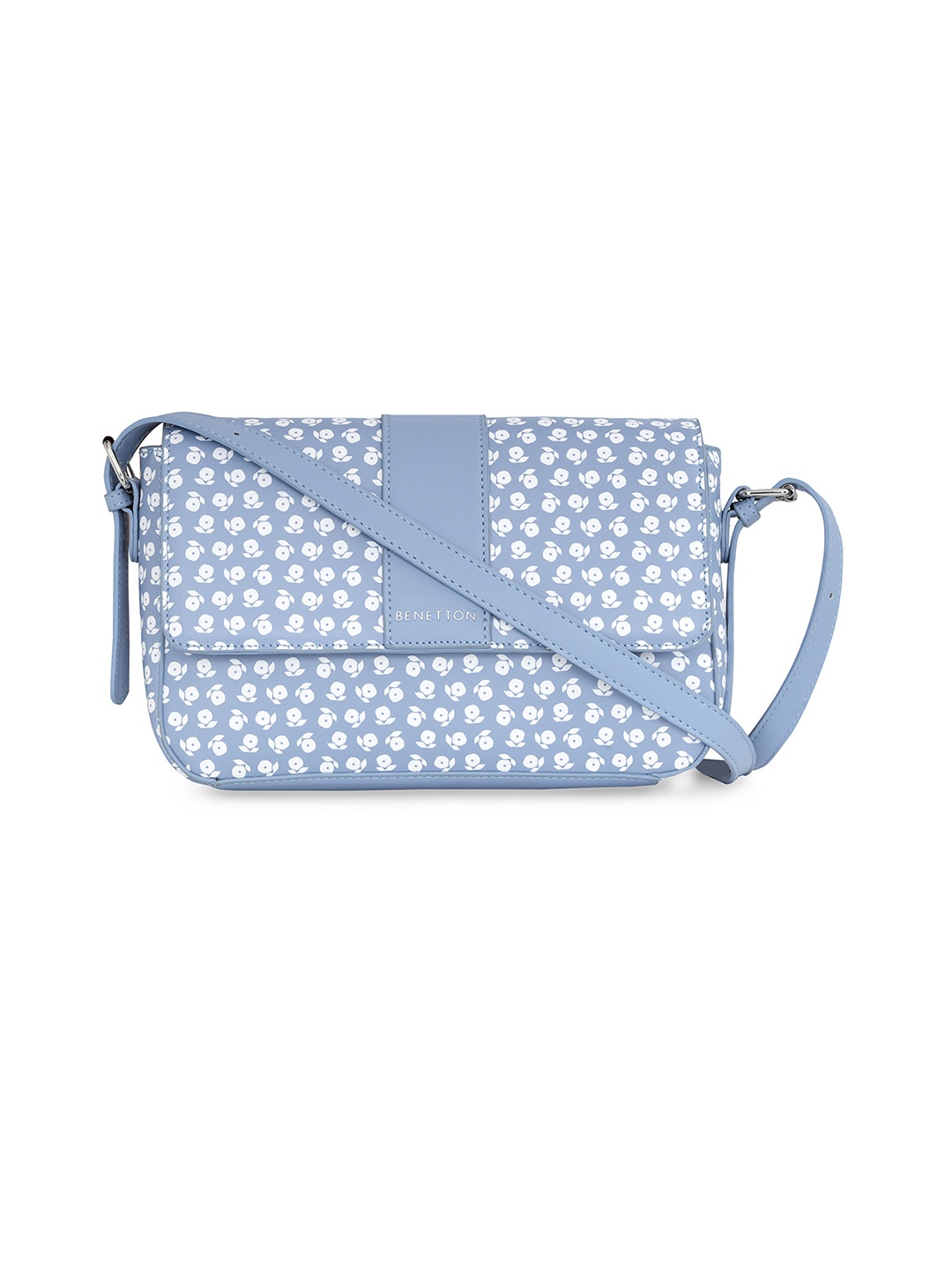 

United Colors of Benetton Floral Printed Structured Sling Bag, Blue