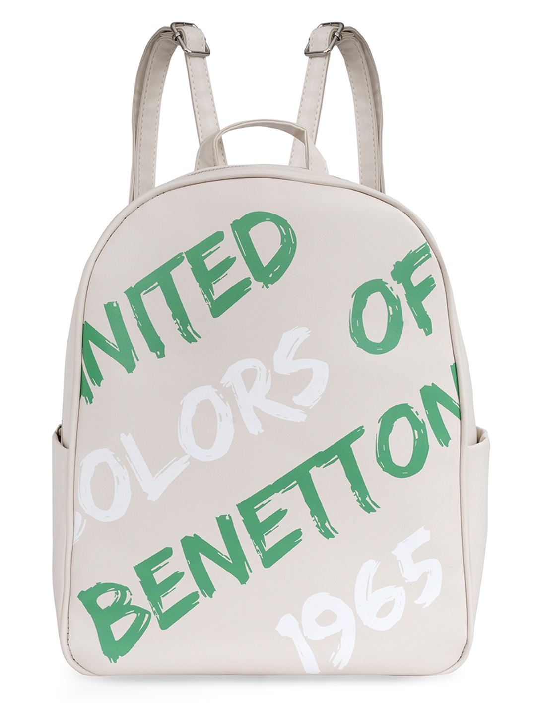 

United Colors of Benetton Women Typography Printed Backpack, White