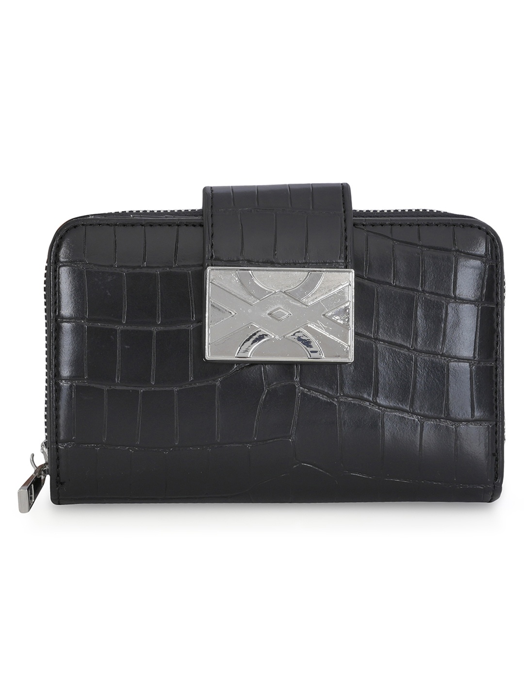 

United Colors of Benetton Textured PU Structured Sling Bag, Black