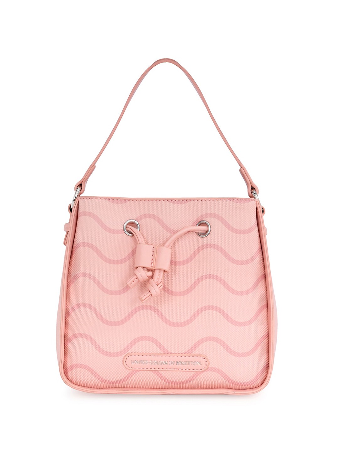 

United Colors of Benetton Abstract Printed Tasselled Structured Shoulder Bag, Pink