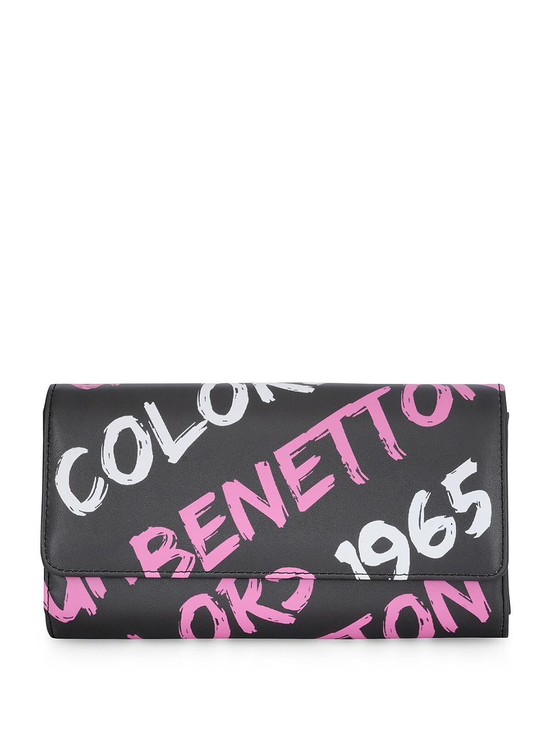 

United Colors of Benetton Black Typography Printed Wallet