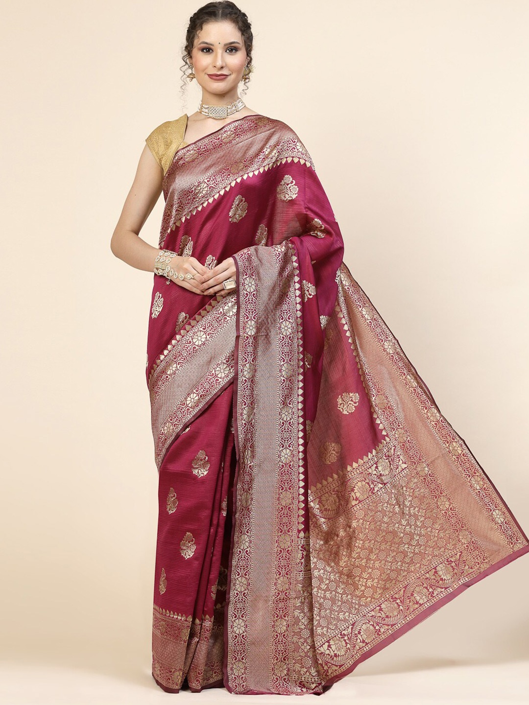 

KALINI Woven Design Zari Banarasi Saree, Maroon