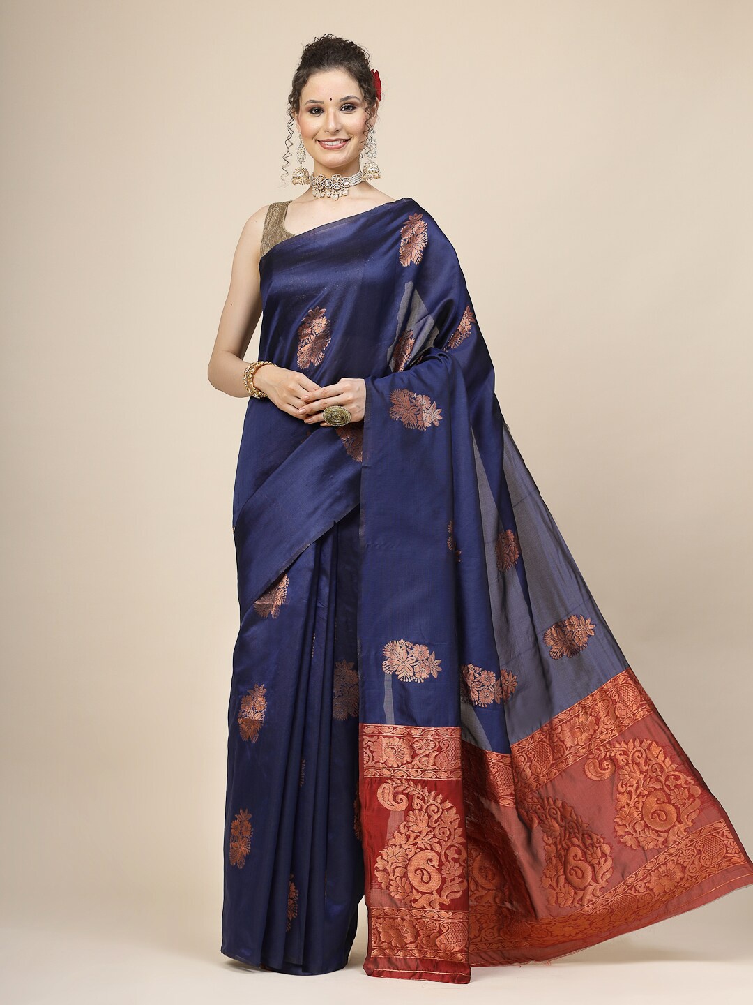 

KALINI Woven Design Zari Banarasi Saree, Blue