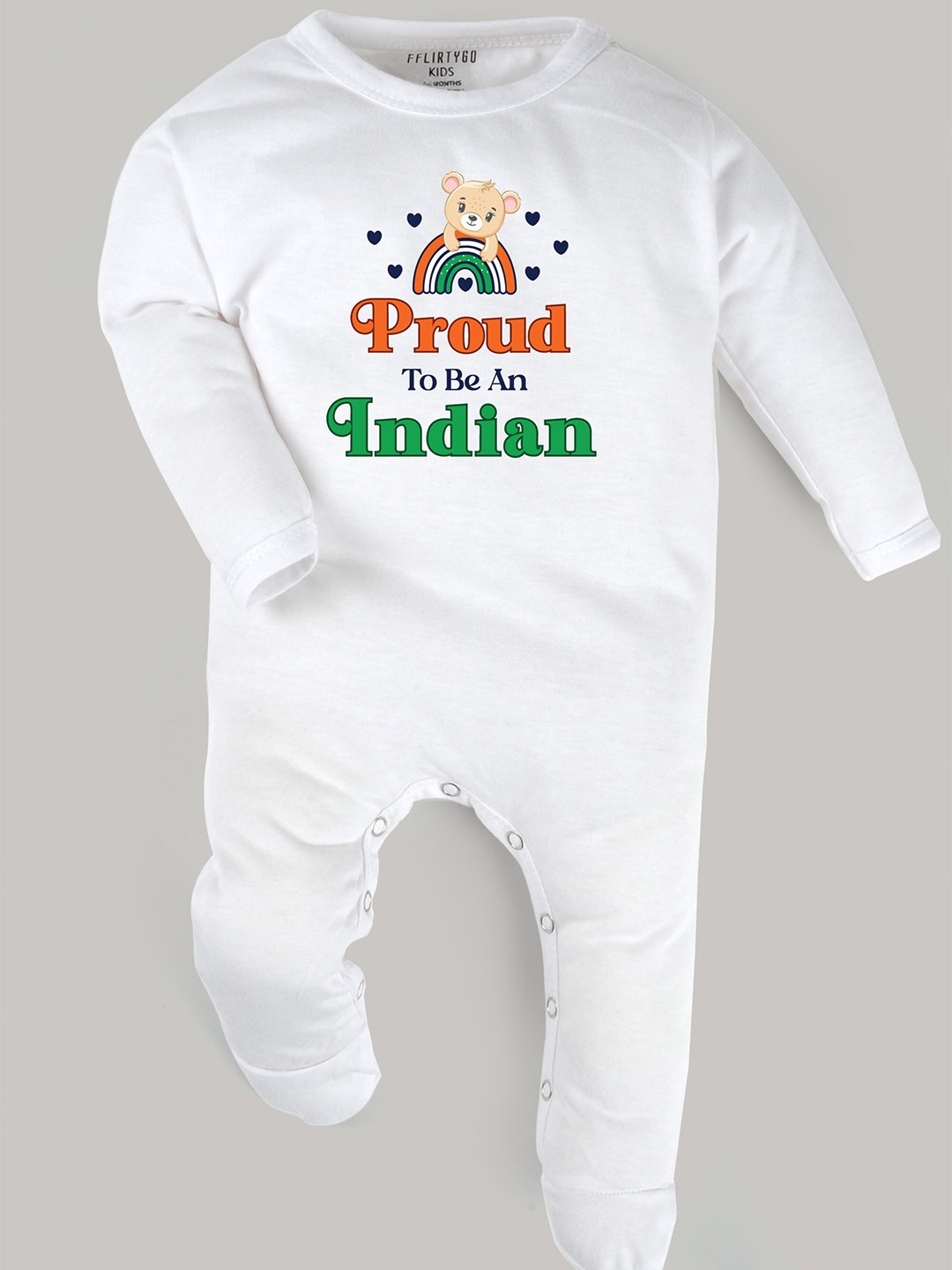 

FFLIRTYGO Infant Printed Cotton Sleepsuit, White