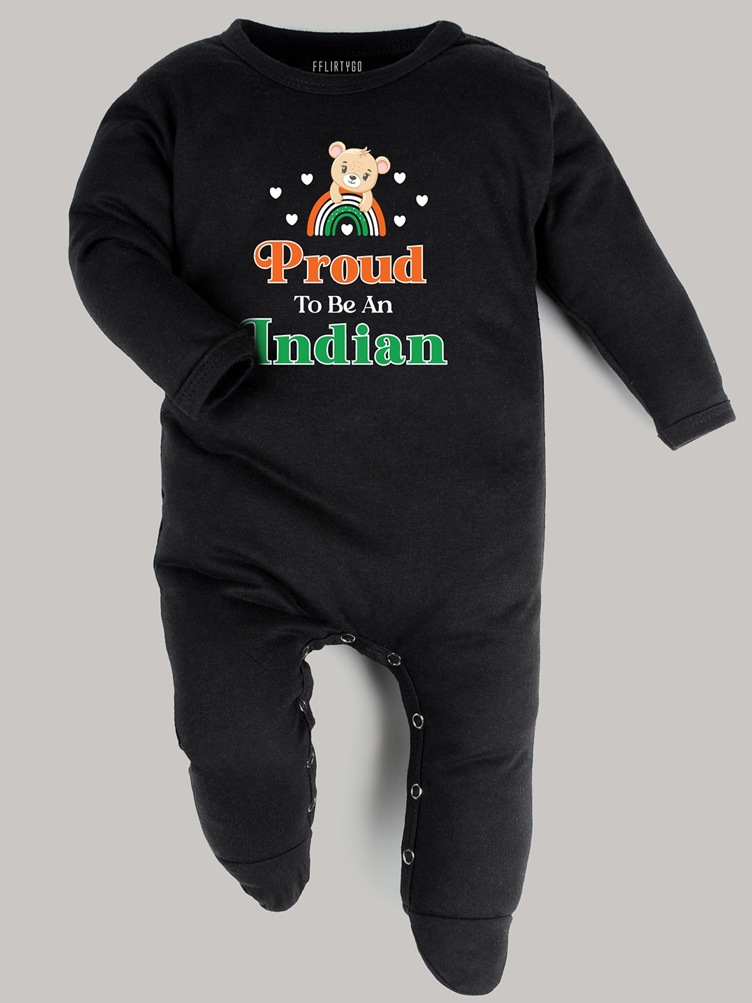 

FFLIRTYGO Infant Typography Printed Cotton Sleepsuit, Black