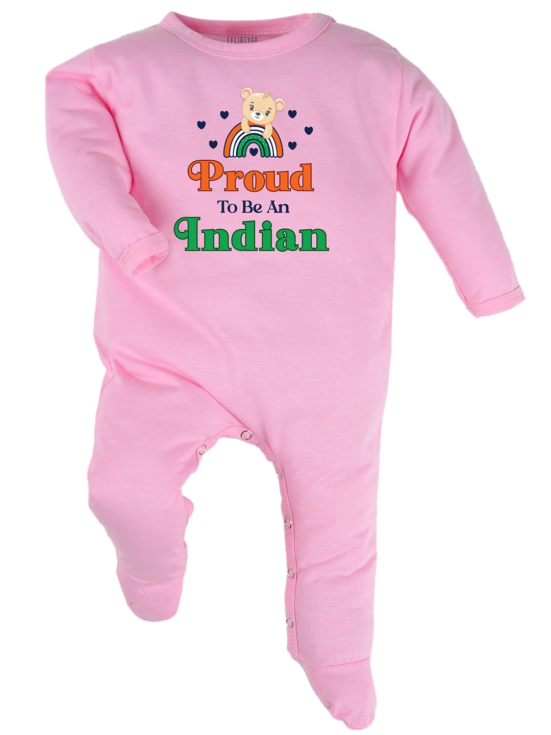 

FFLIRTYGO Infant Typography Printed Cotton Sleepsuit, Pink