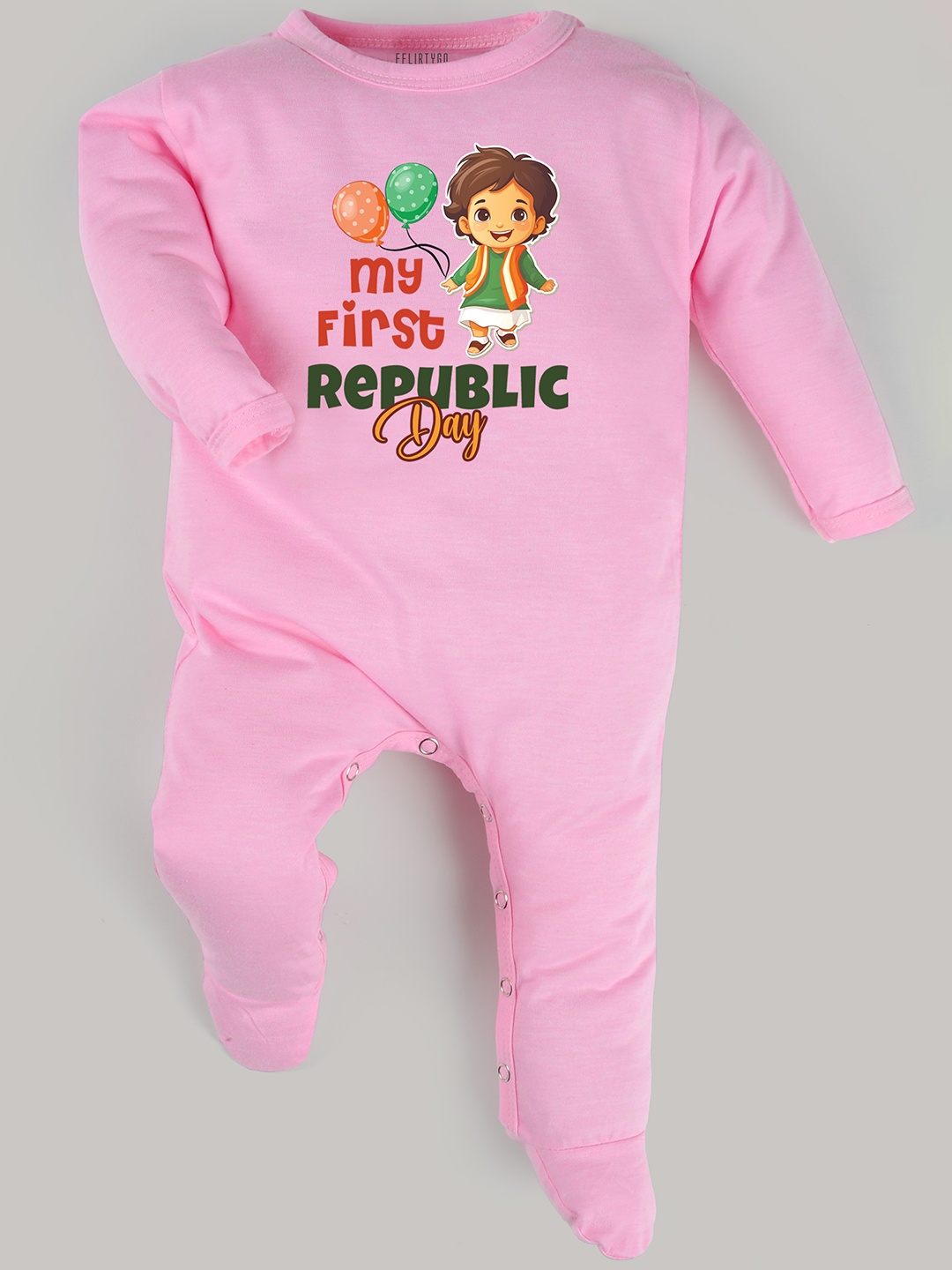 

FFLIRTYGO Infants Printed Cotton Sleepsuit, Pink