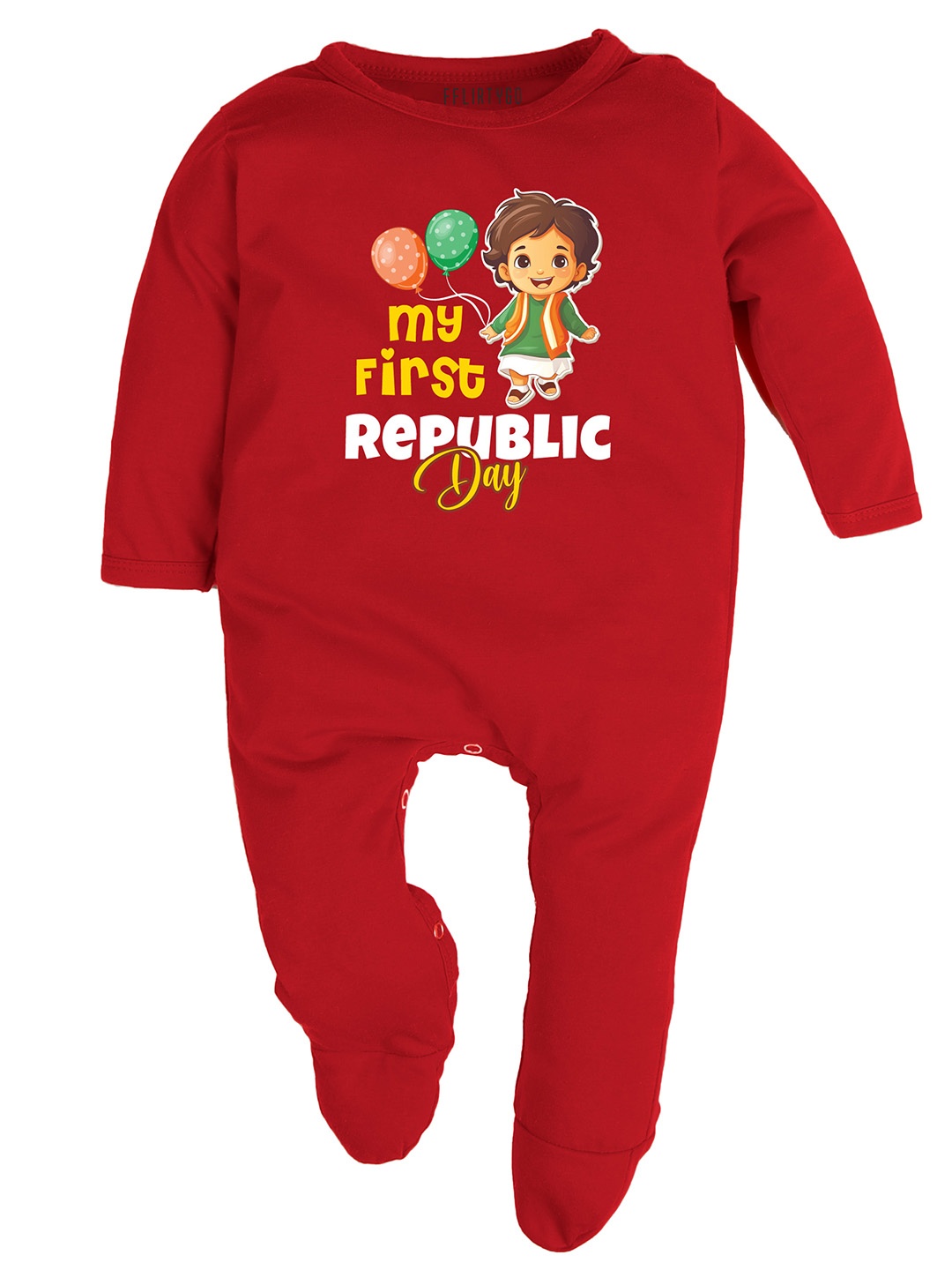 

FFLIRTYGO Infant Printed Cotton Sleepsuit, Red
