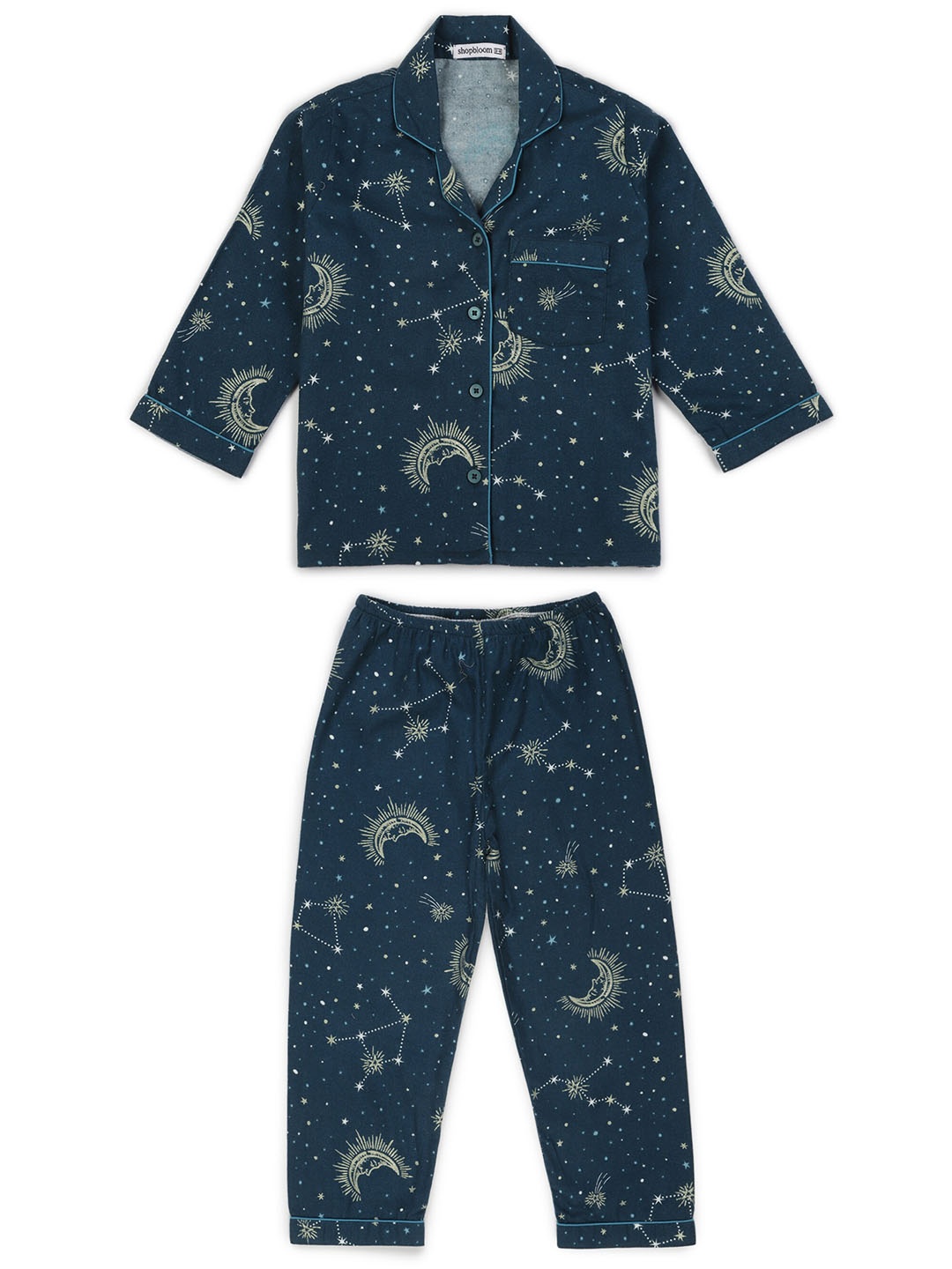 

shopbloom Infant Kids Printed Pure Cotton Night suit, Blue