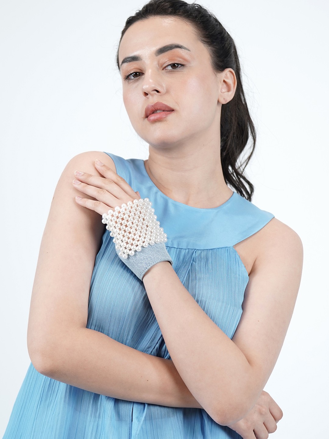 

D'oro Beaded Cuff Bracelet, Blue