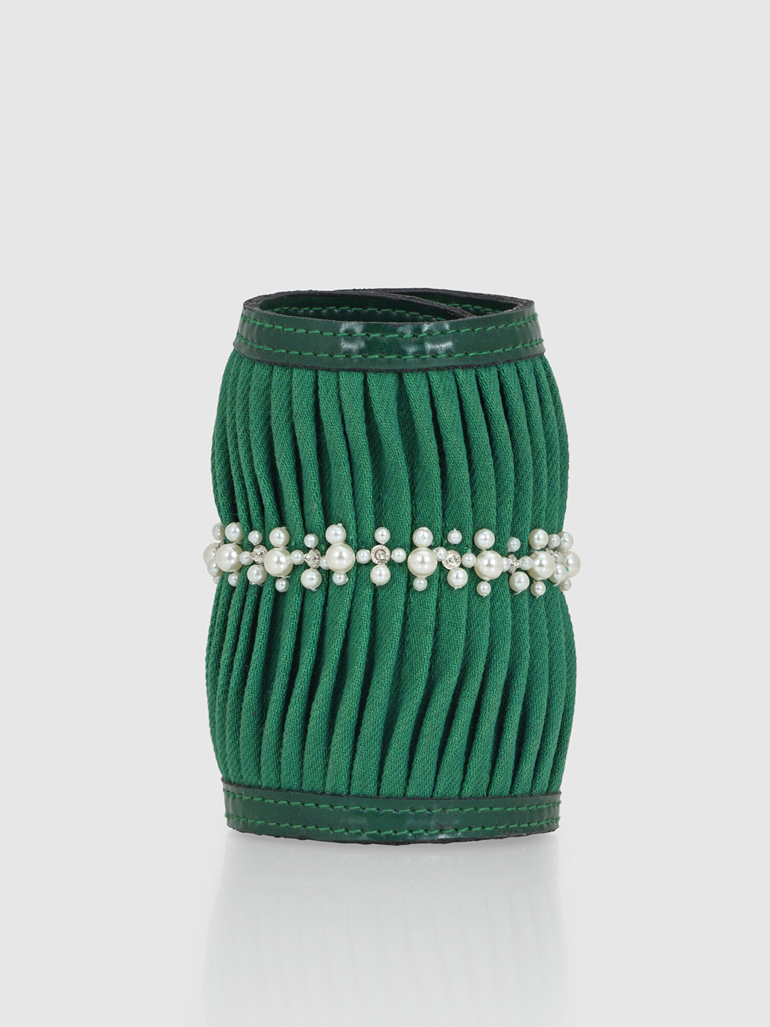 

D'oro Pearls Beaded Wraparound Fabric Bracelet, Green