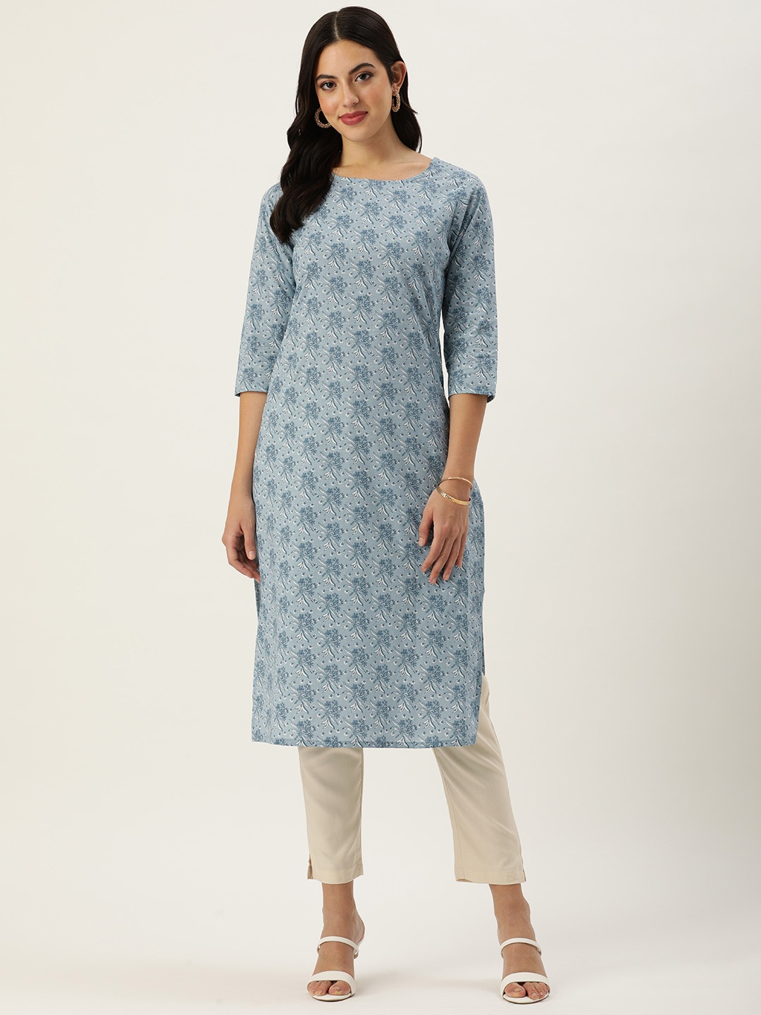 

AMUKTI Floral Printed Kurta, Blue