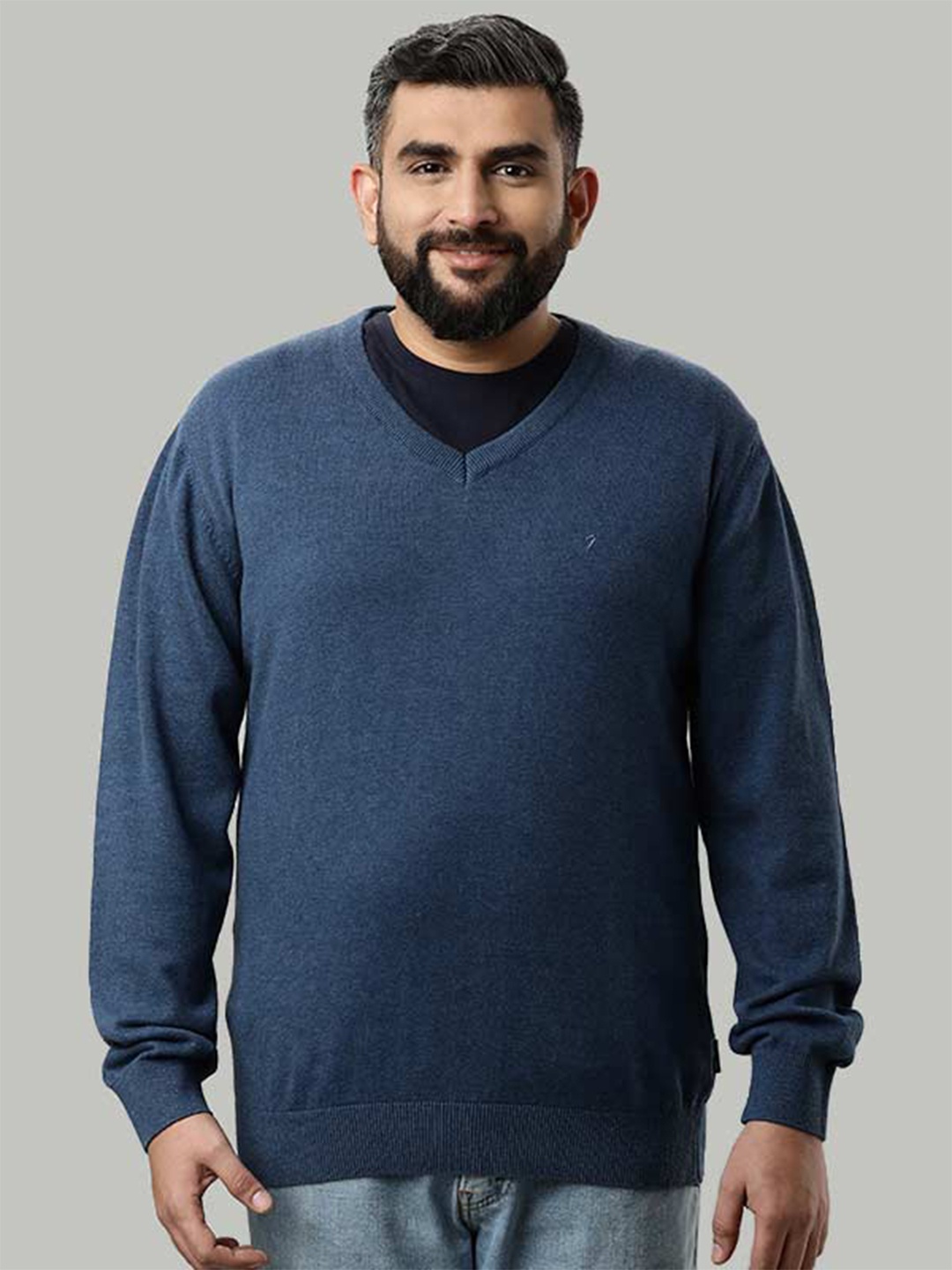 

Indian Terrain Plus Size V-Neck Pullover Sweater, Navy blue