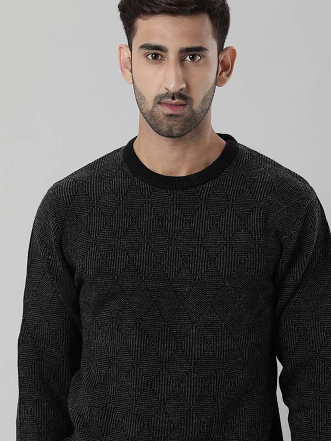 

Indian Terrain Self Design Round Collar Pullover, Green