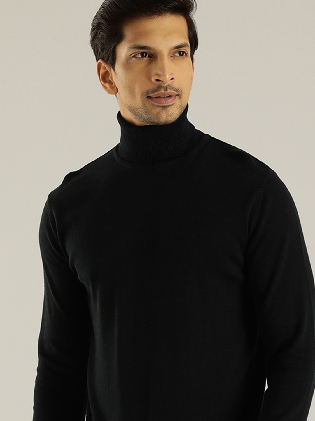 

Indian Terrain Turtle Neck Pure Cotton Pullover, Black