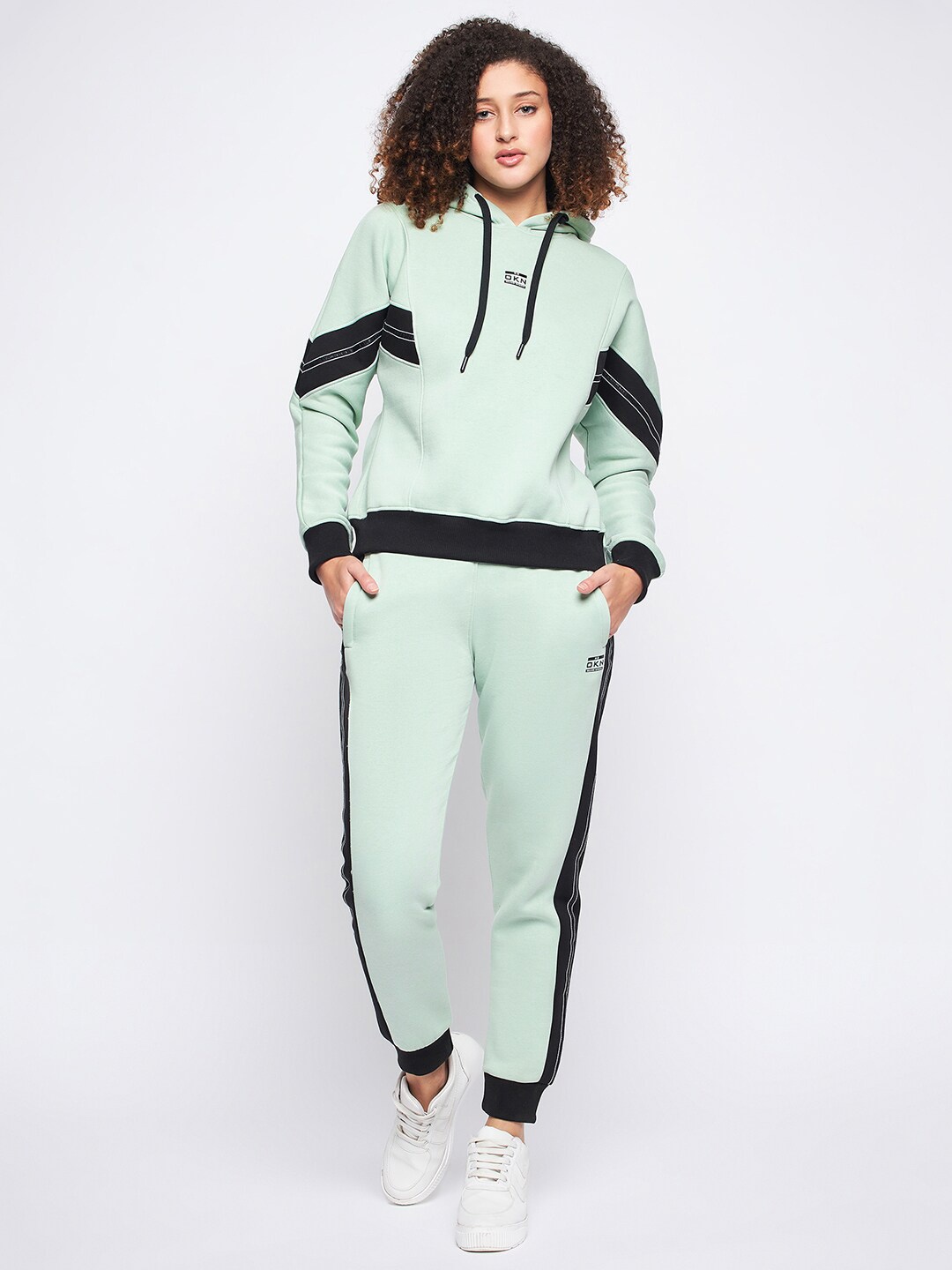 

Okane Colourblocked Hooded Cotton Fleece Tracksuit, Green