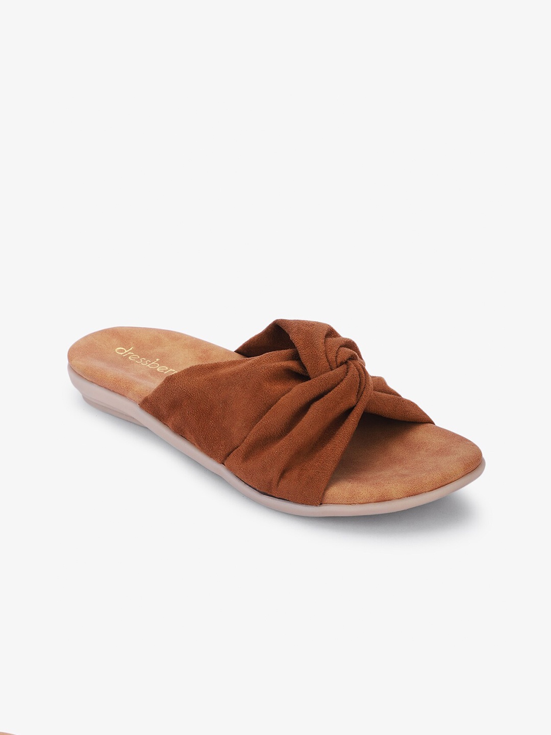 

DressBerry No Back Strap Open Toe Flats, Tan