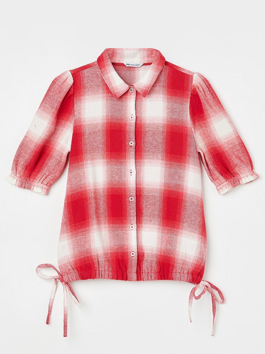 

Fame Forever by Lifestyle Girls Checked Pure Cotton Shirt Styled Top, Red