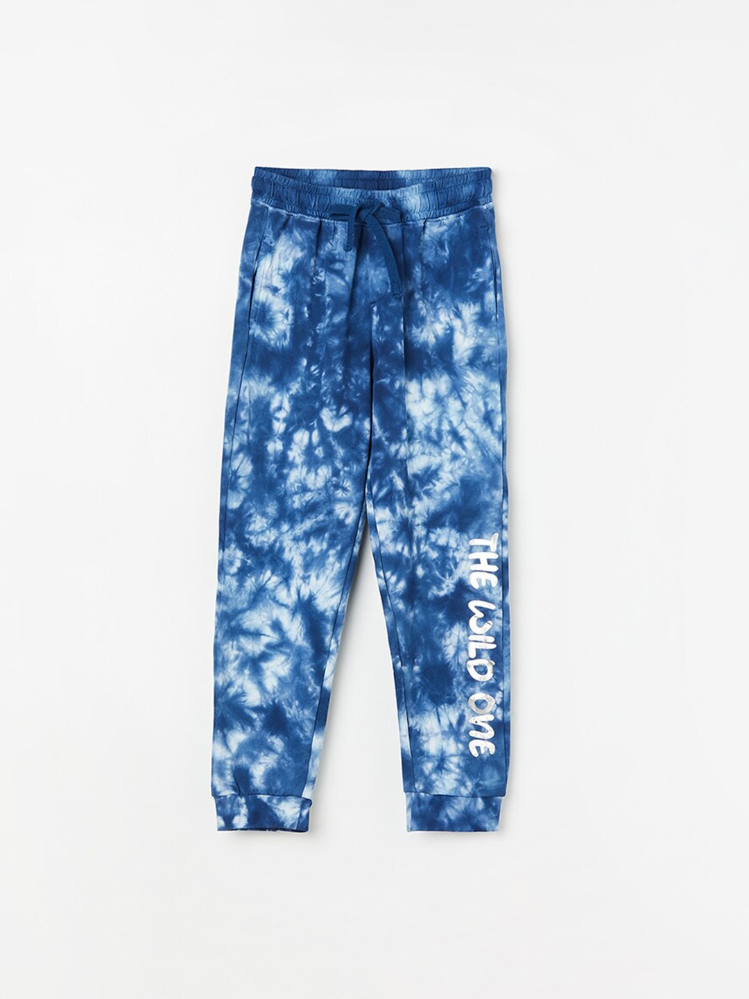 

Fame Forever by Lifestyle Boys Tie and Dye Printed Mid-Rise Pure Cotton Track Pants, Blue