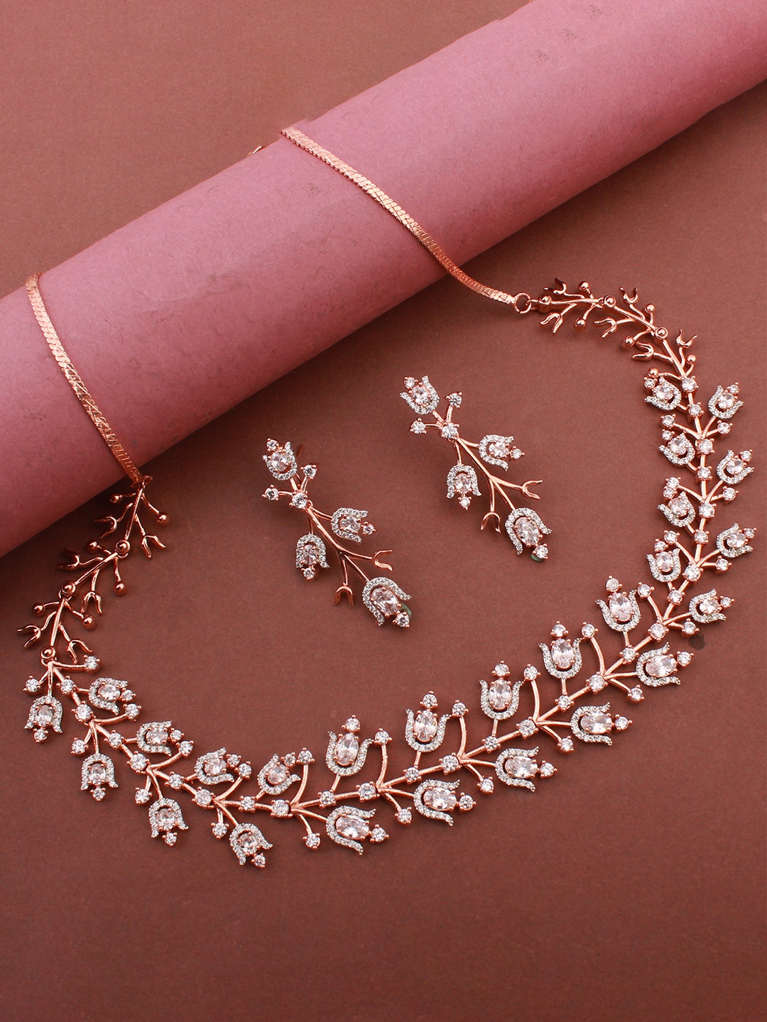 

Mirana Rose Gold-Plated CZ-Studded Jewellery Set