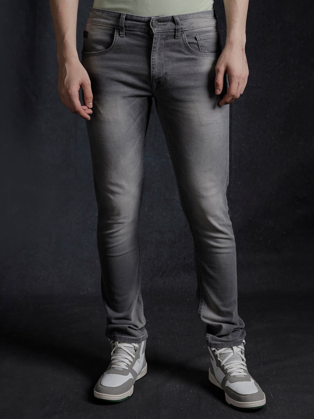 

WROGN Men Slim Fit Heavy Fade Cotton Jeans, Grey