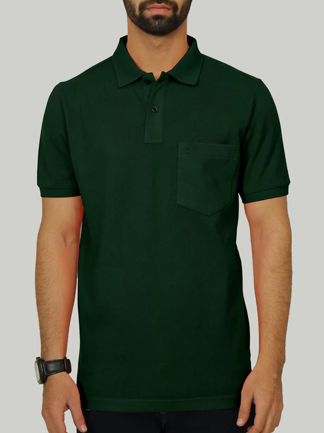 

CELSIUS Cotton Polo Collar Pockets Regular Fit T-shirt, Green