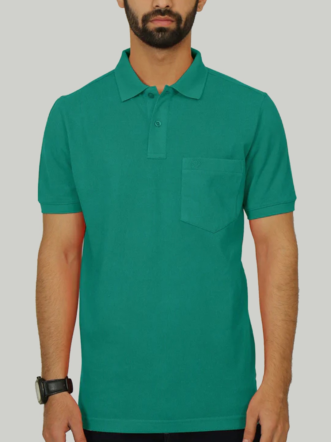 

CELSIUS Cotton Polo Collar Pockets Regular Fit T-shirt, Green