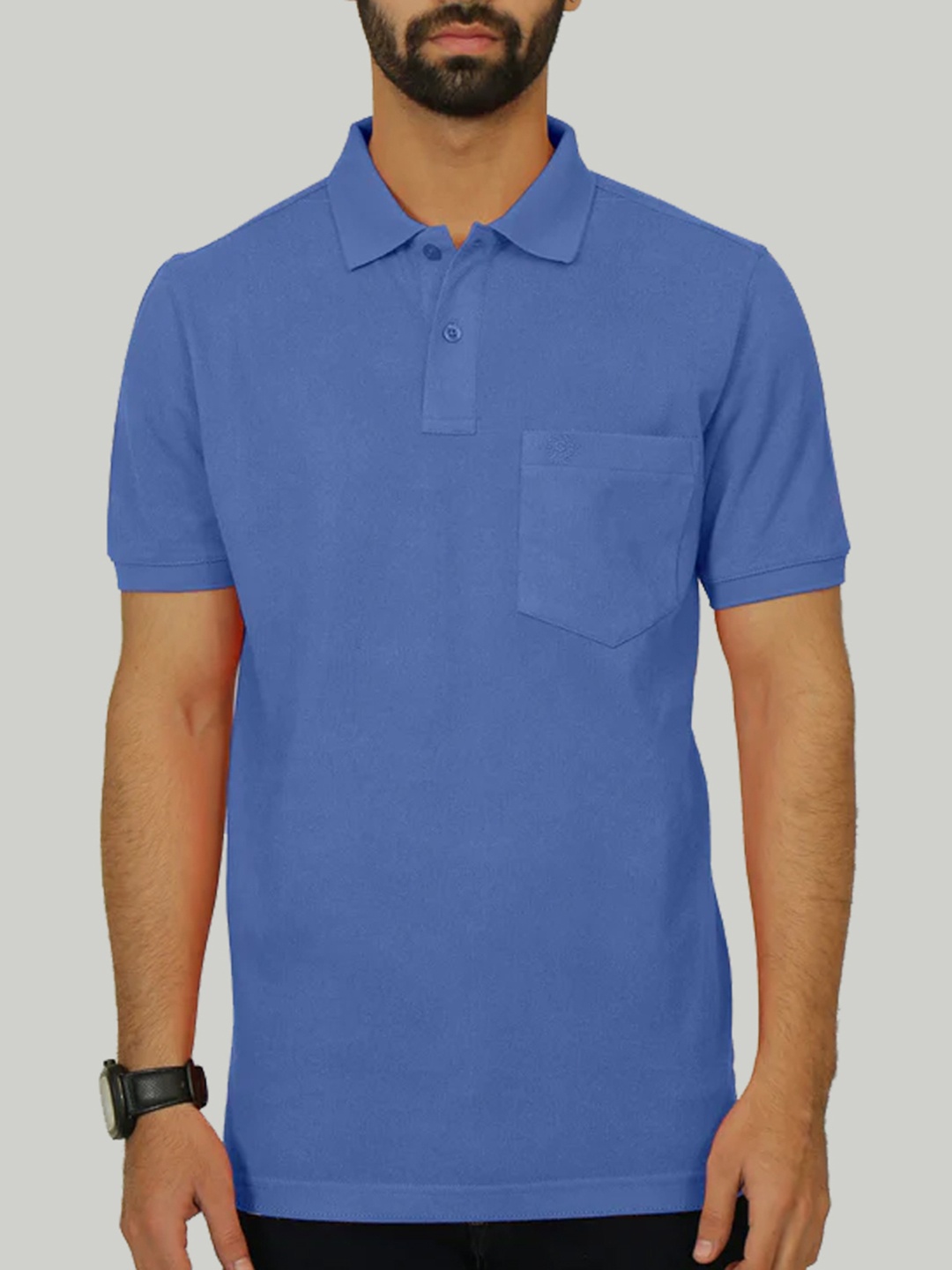 

CELSIUS Cotton Polo Collar Pockets Regular Fit T-shirt, Blue