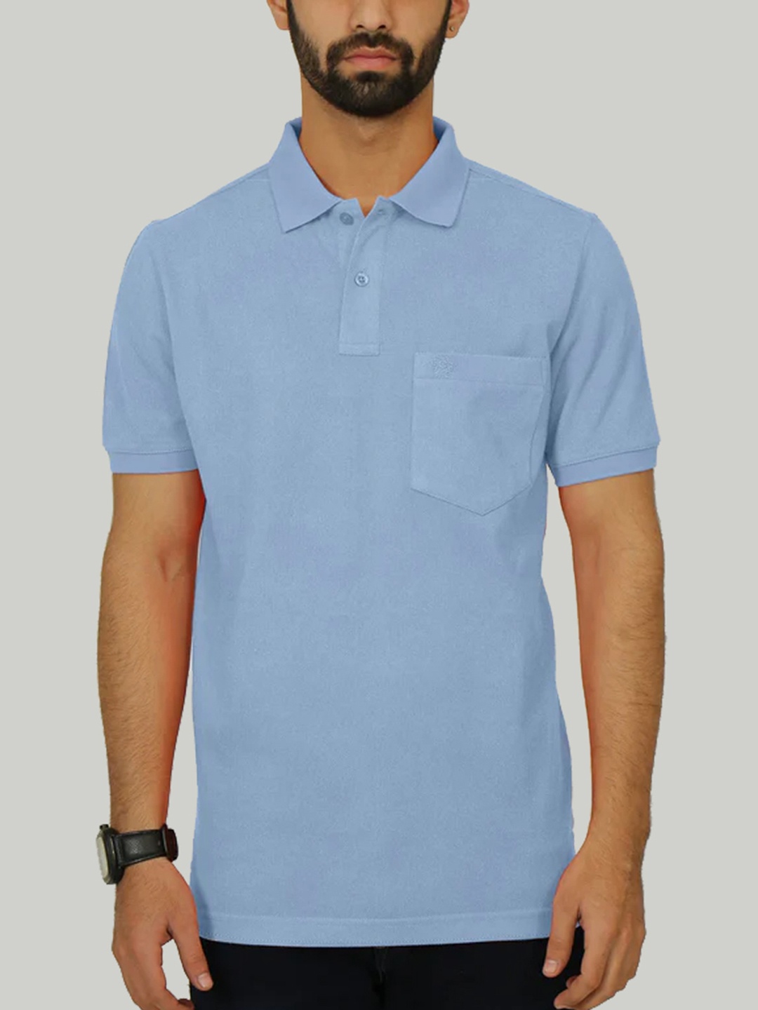 

CELSIUS Cotton Polo Collar Pockets Regular Fit T-shirt, Blue