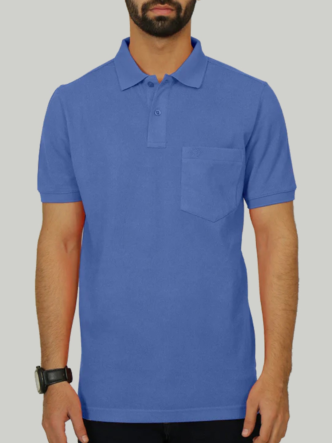 

CELSIUS Cotton Polo Collar Pockets Regular Fit T-shirt, Blue