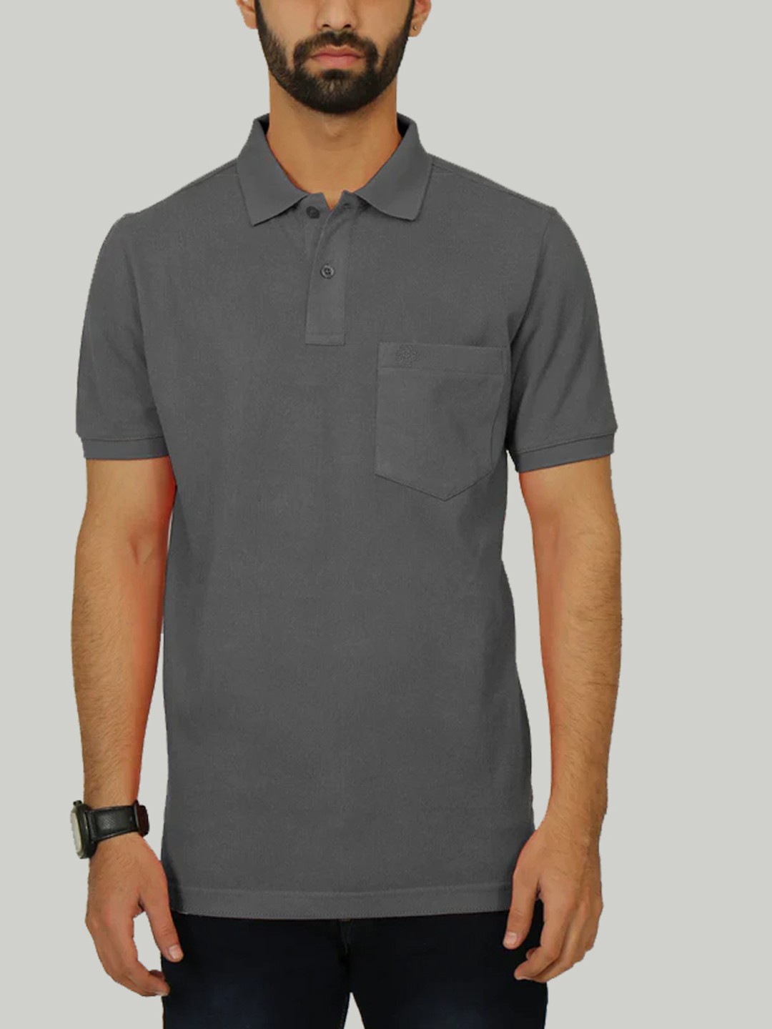 

CELSIUS Polo Collar Regular Fit Cotton Casual T-shirt, Charcoal