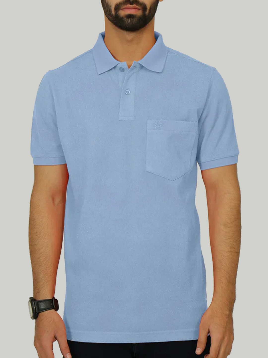 

CELSIUS Polo Collar Regular Fit Cotton Pockets Casual T-shirt, Blue