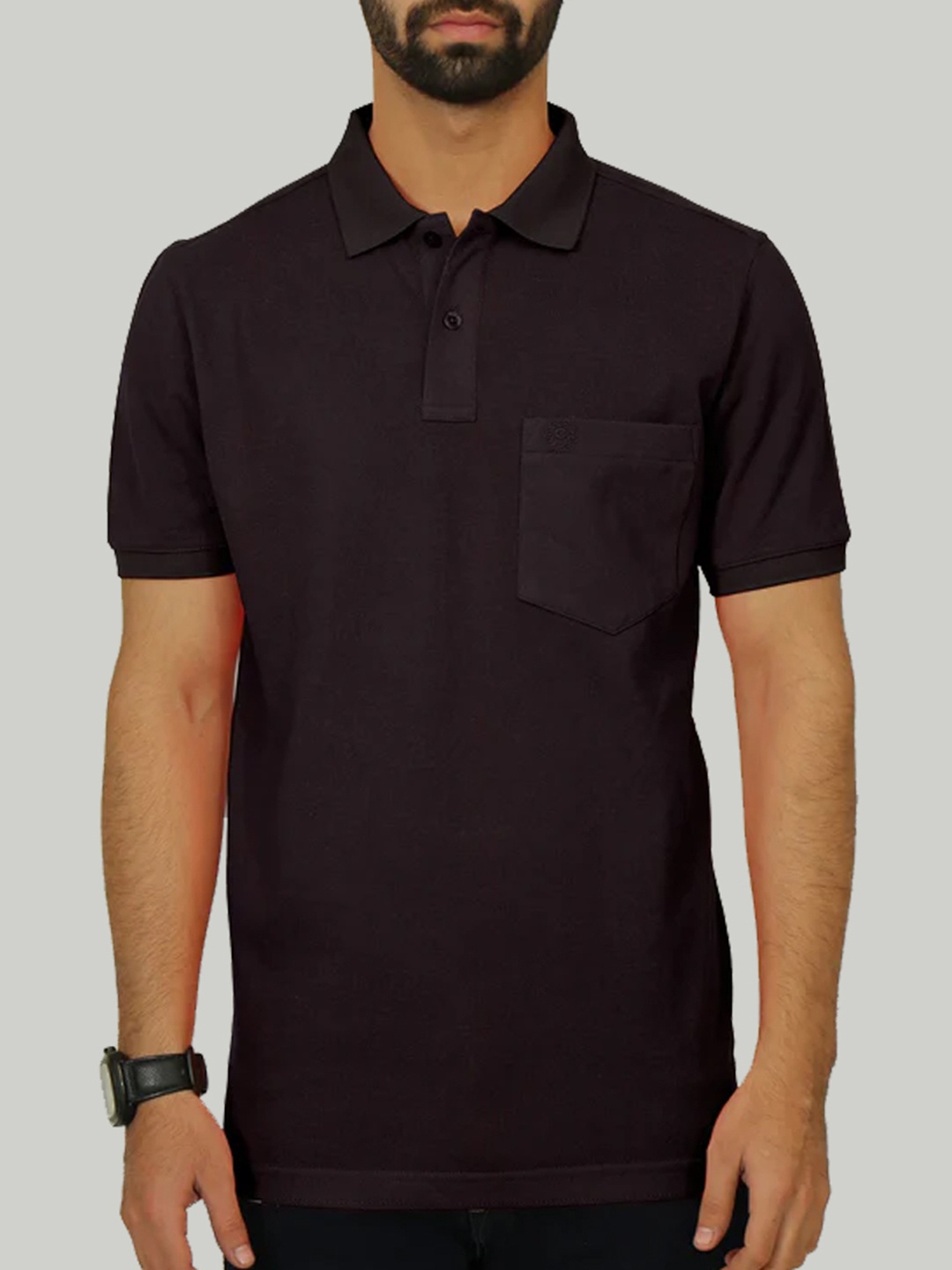 

CELSIUS Polo Collar Regular Fit Cotton Pockets Casual T-shirt, Coffee brown