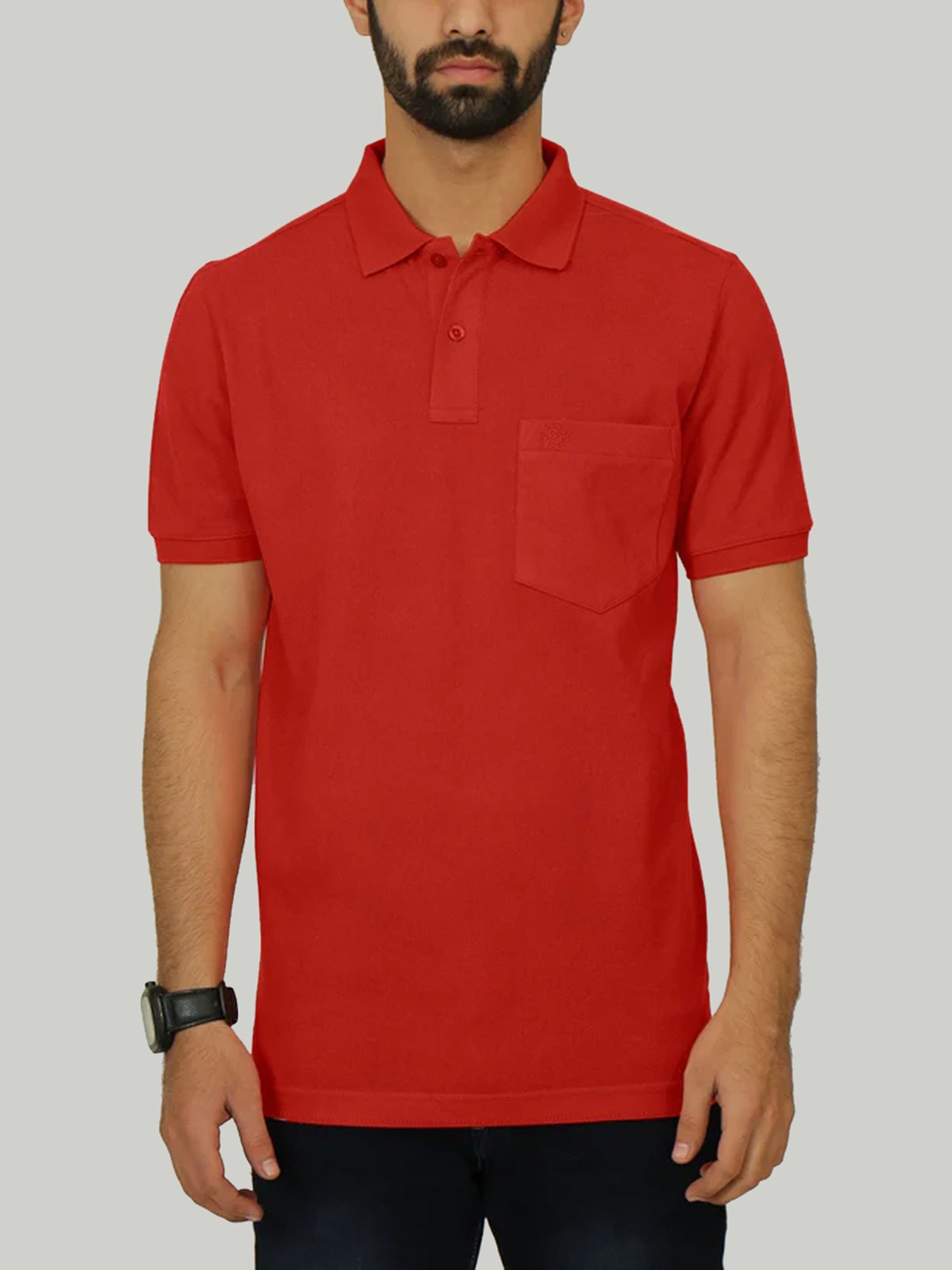 

CELSIUS Polo Collar Regular Fit Cotton Pockets Casual T-shirt, Red